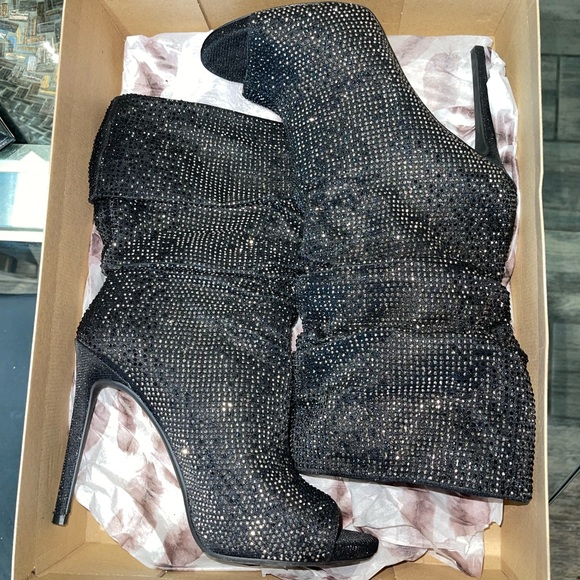 Jessica Simpson Rinnah Rhinestone Peep Toe Booties - Picture 4 of 5